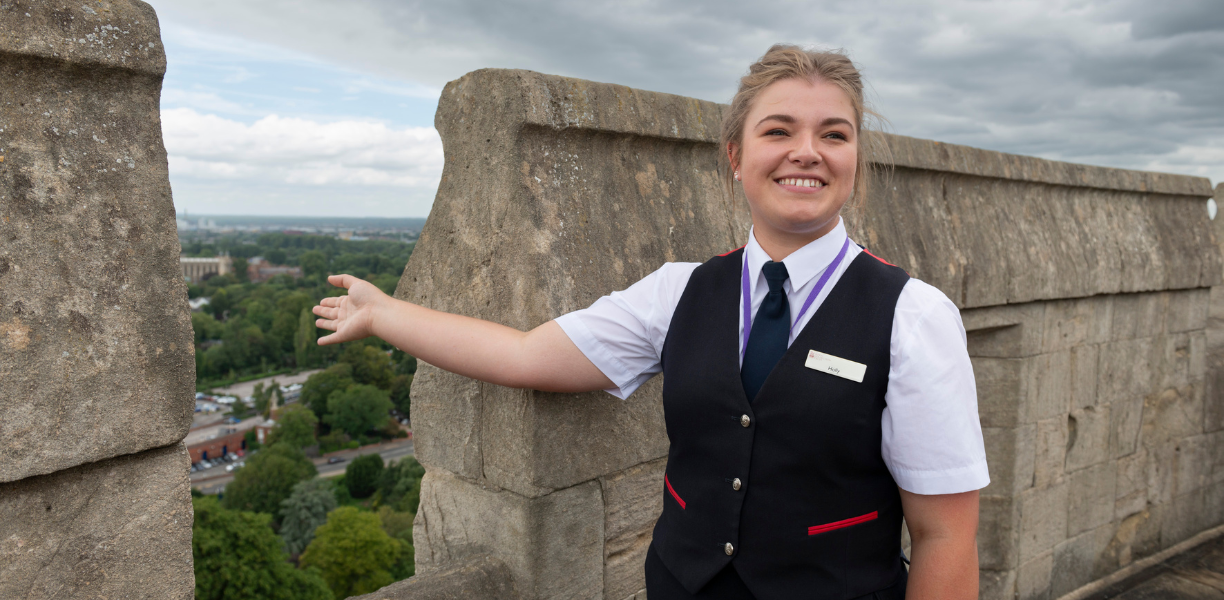 Holly, leading a tour at Windsor Castle